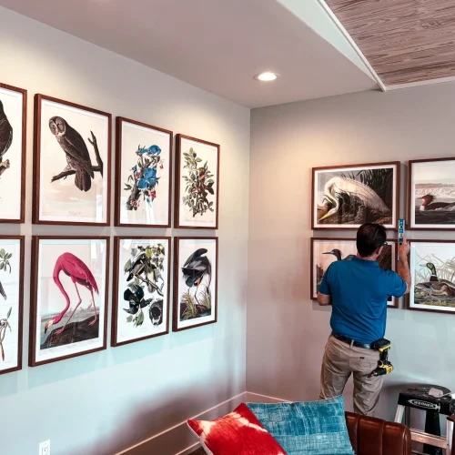 Botanical themed room art installation Orlando, Florida. Interior decor and artwork.