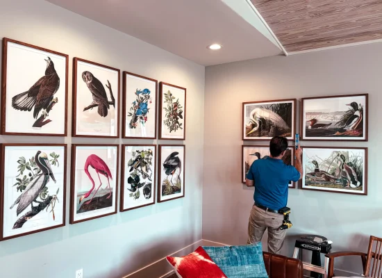 Botanical themed room art installation Orlando, Florida. Interior decor and artwork.